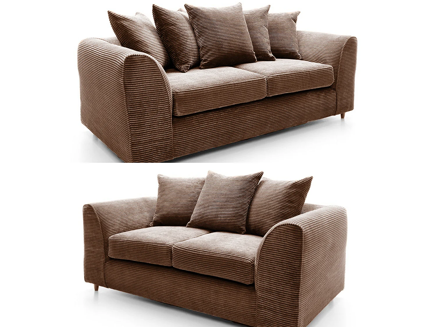 Lennox Jumbo Cord 3+2 Sofa Set in Chocolate Brown
