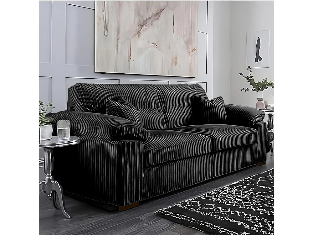 Capri Jumbo Cord 3-Seater Sofa in Black