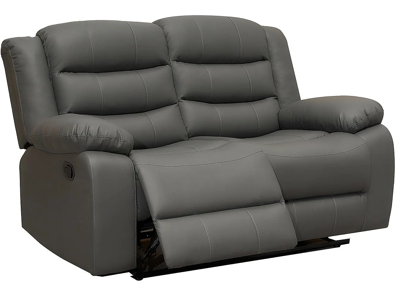 Milano Leather Recliner Sofa 3+2 Set with Drop-down Cupholders in Grey