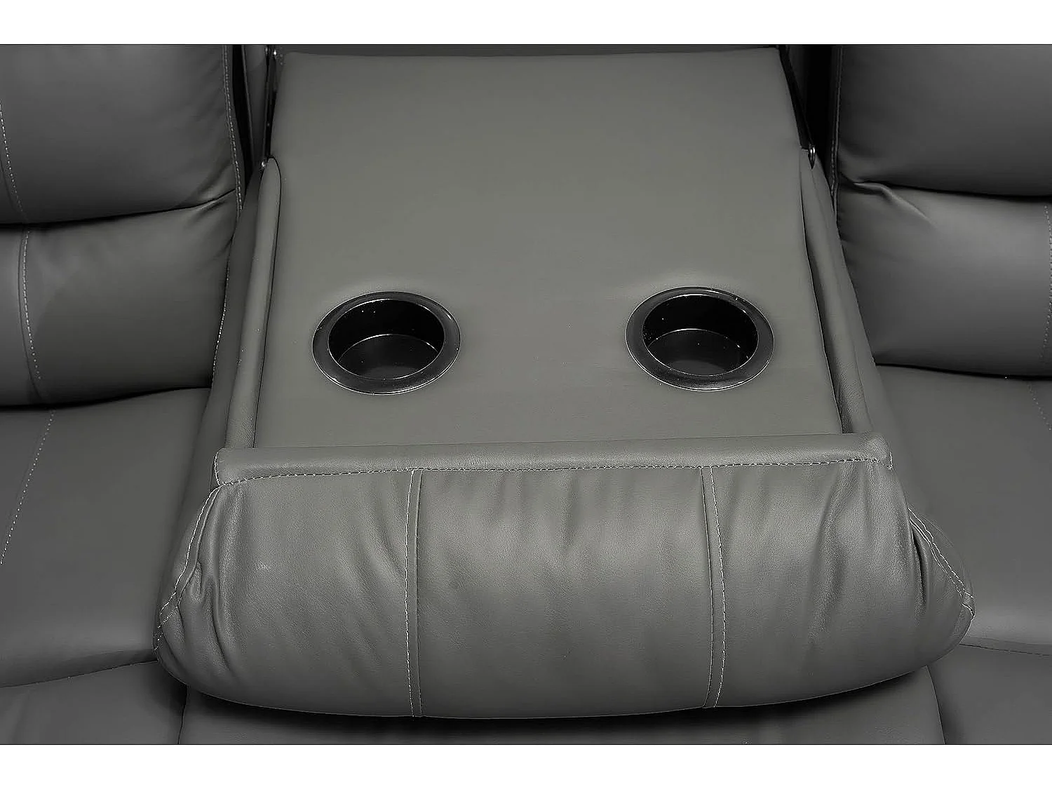 Milano Leather Recliner Sofa 3+2 Set with Drop-down Cupholders in Grey
