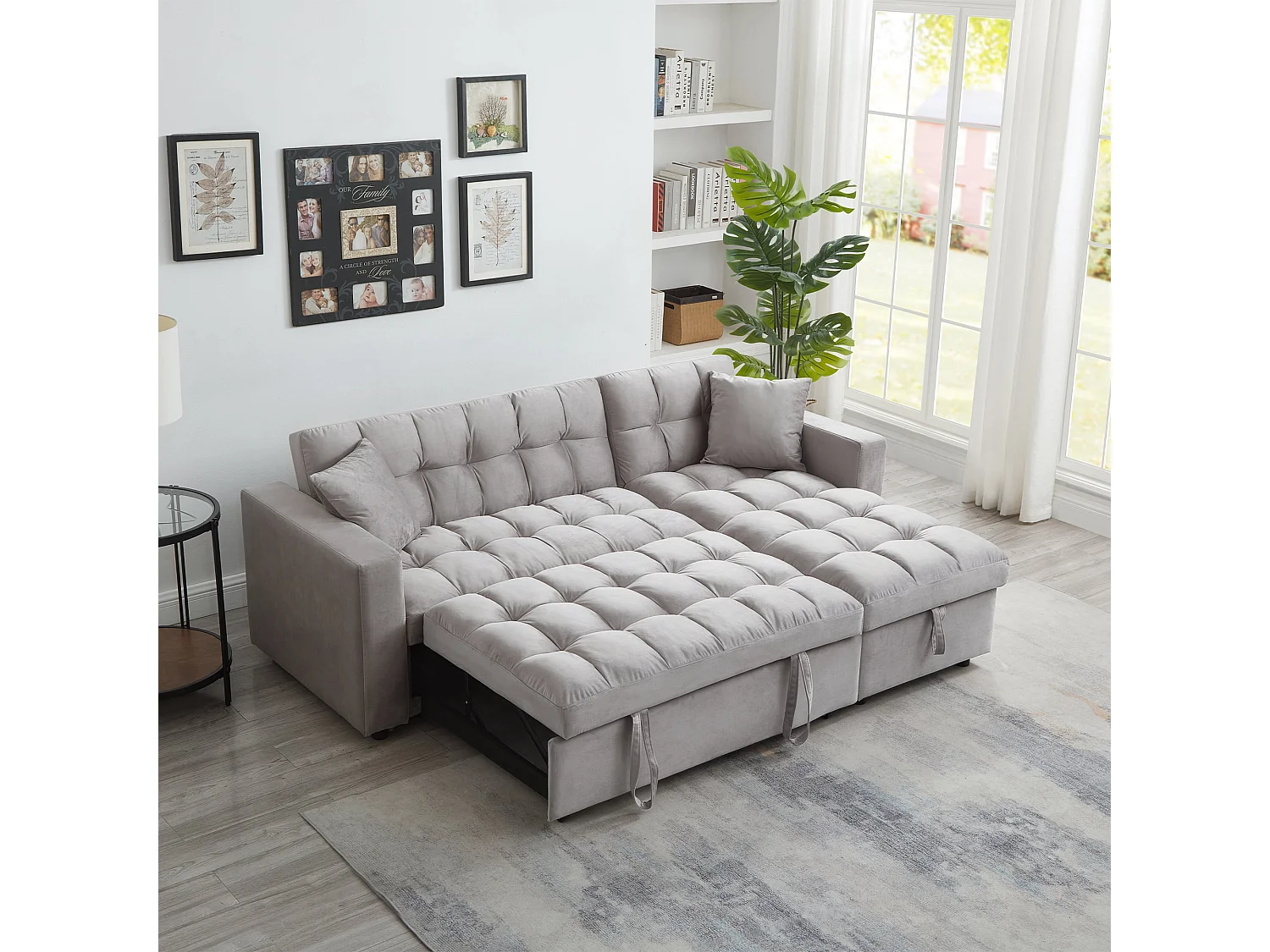 Palermo Corner L Shape 3-Seater Sofa Bed With Reversible Chaise in Grey