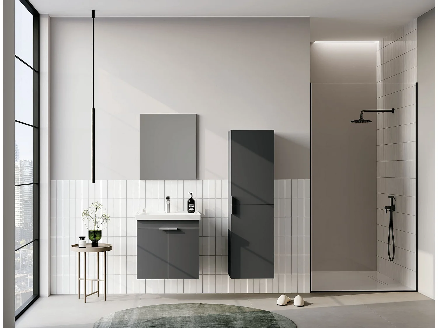 Wastafelmeubel "Desna 50" - 50 x 38 x 58 cm - Mat antraciet