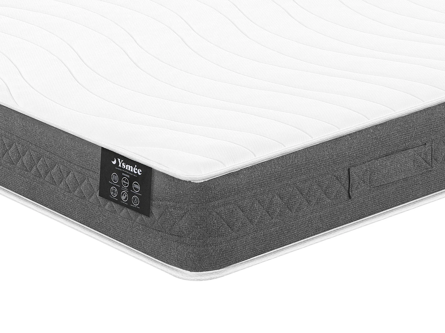Ensemble 180 x 200 cm sommier coffre blanc + matelas ressorts ensachés ép.20cm - ENOROS de YSMÉE