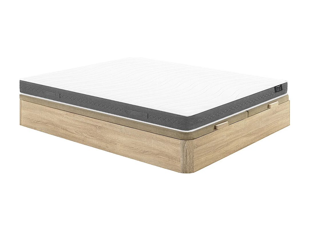 Ensemble 180 x 200 cm sommier coffre naturel clair + matelas ressorts ensachés ép.20cm - ENOROS de YSMÉE