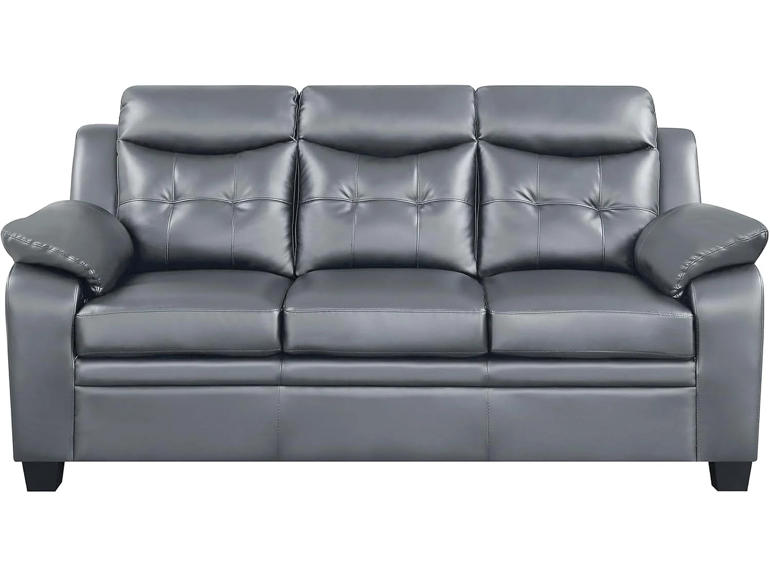 Jupiter Leather Tufted Button 3+2 Sofa Set in Grey