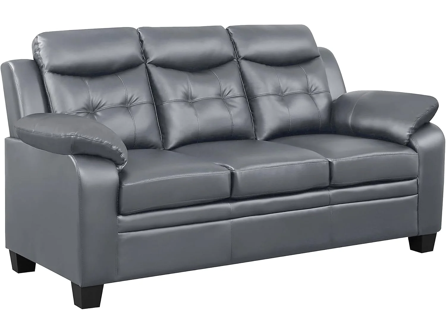 Jupiter Leather Tufted Button 3+2 Sofa Set in Grey
