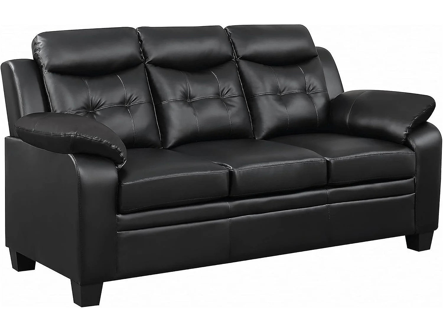 Jupiter Leather Tufted Button 3+2 Sofa Set in Black