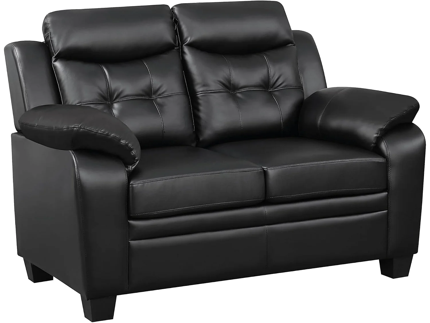 Jupiter Leather Tufted Button 3+2 Sofa Set in Black