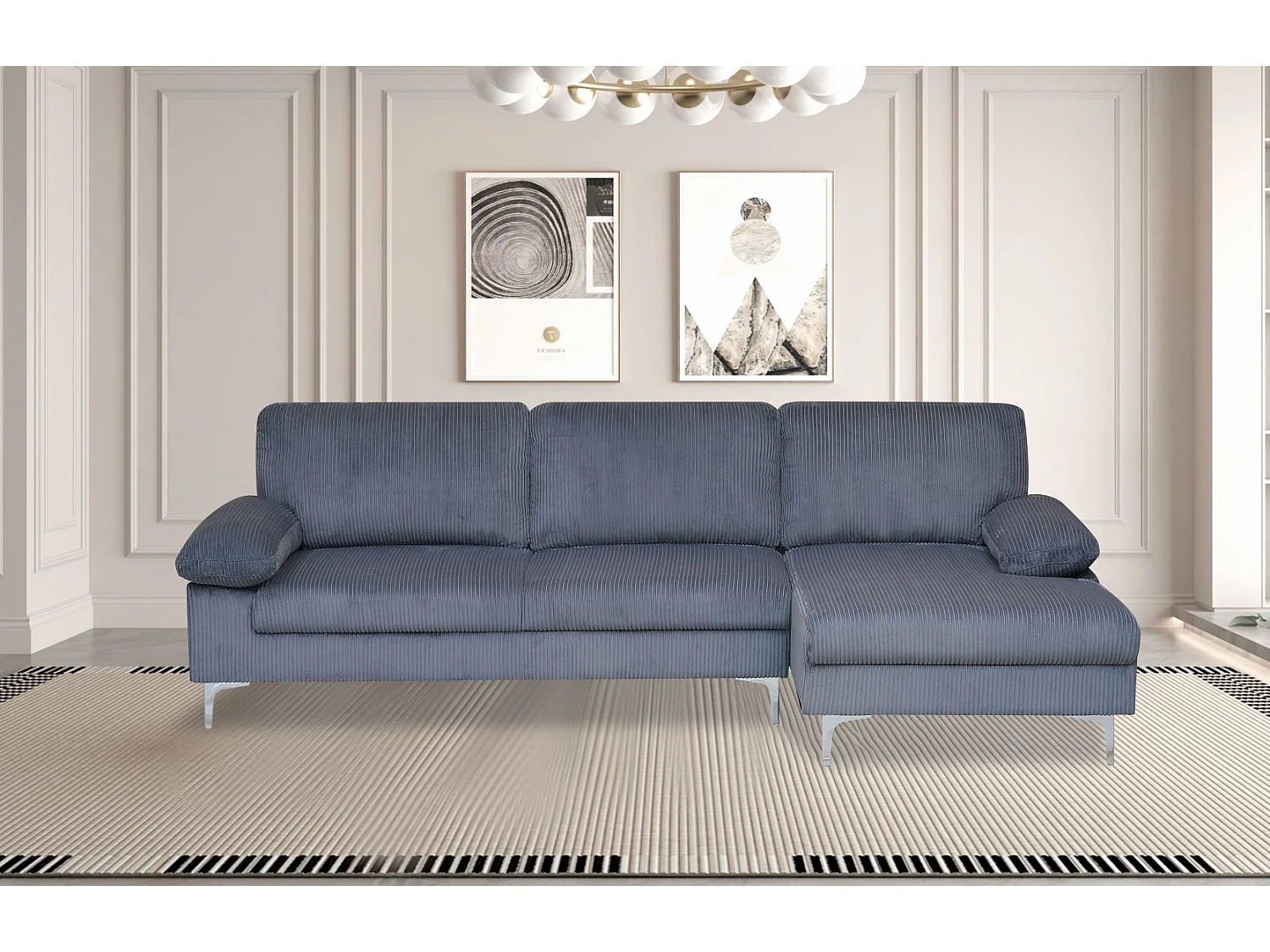 Venosa Jumbo Cord Sectional Corner Right Sofa