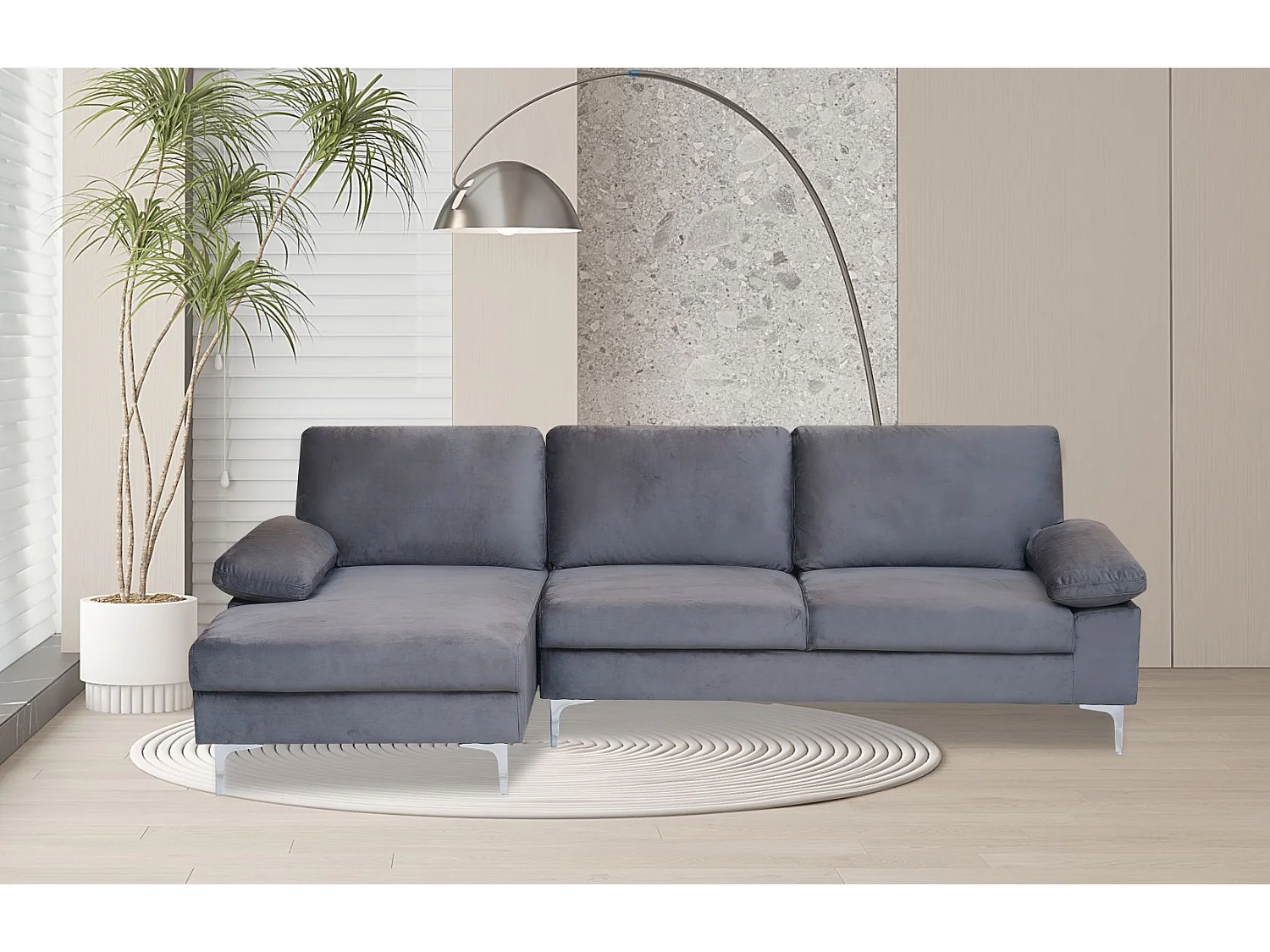 Venosa Velvet Sectional Corner Left Sofa