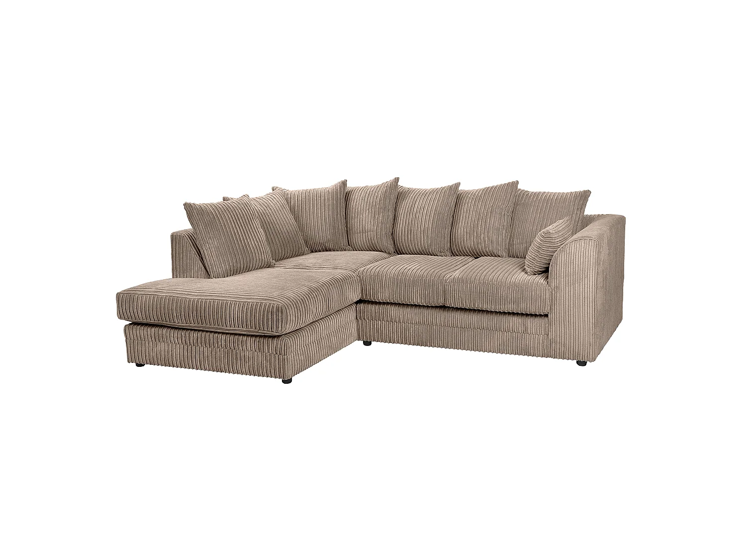 Lennox Jumbo Cord Left Facing L-Shape Corner Sofa in Coffee Brown