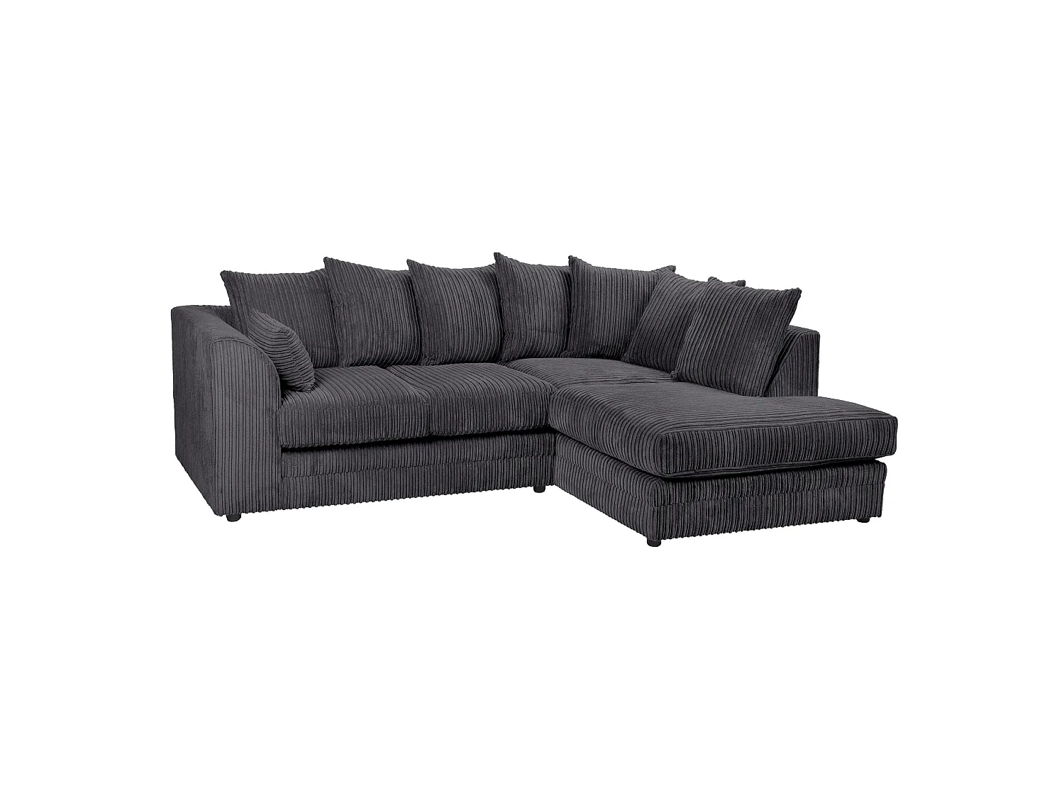 Lennox Jumbo Cord Right Facing L-Shape Corner Sofa in Black