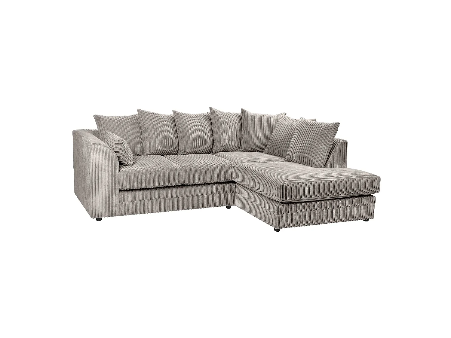 Lennox Jumbo Cord Right Facing L-Shape Corner Sofa in Grey