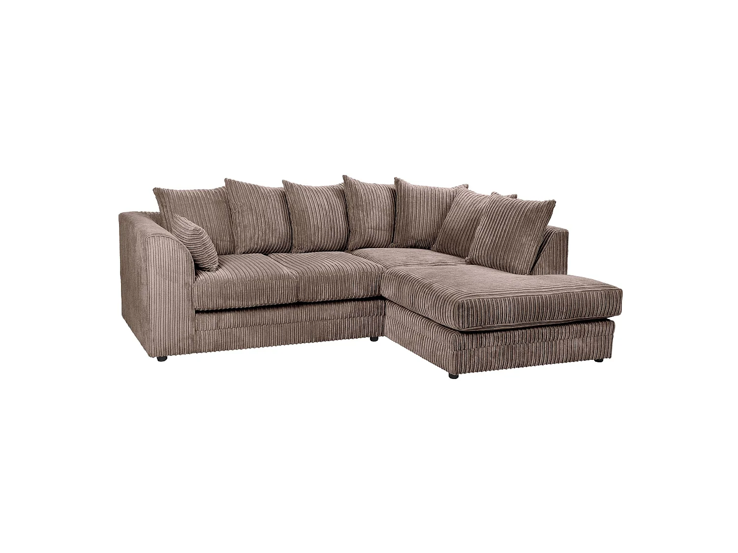 Lennox Jumbo Cord Right Facing L-Shape Corner Sofa in Chocolate Brown