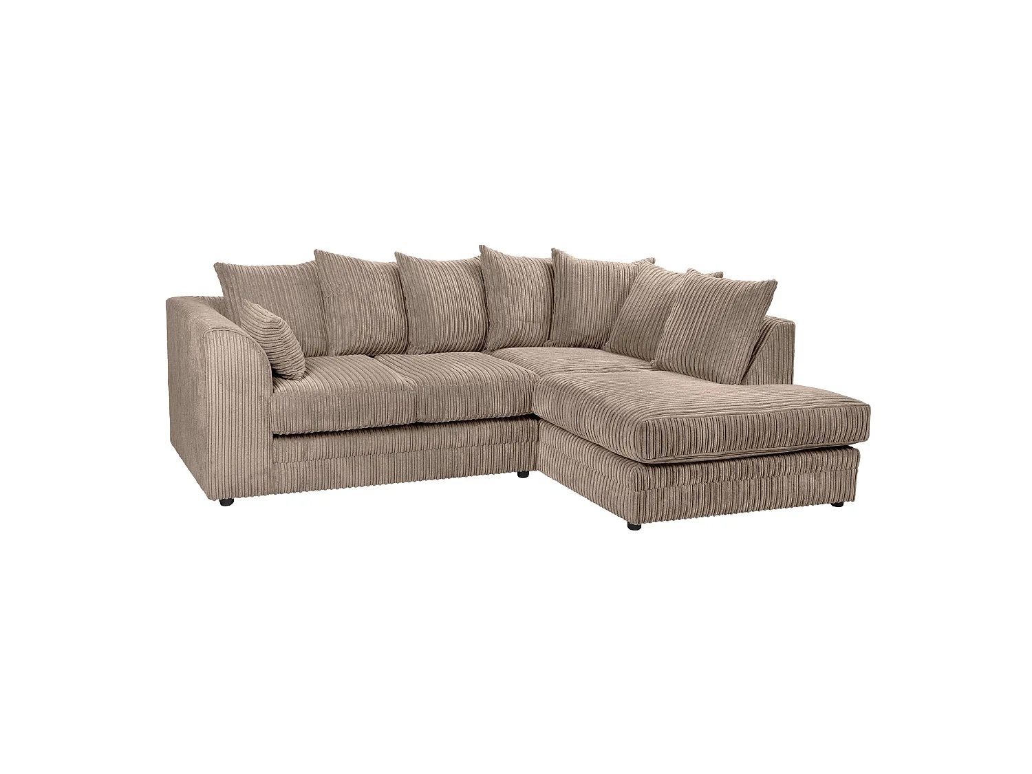 Lennox Jumbo Cord Right Facing L-Shape Corner Sofa in Coffee Brown