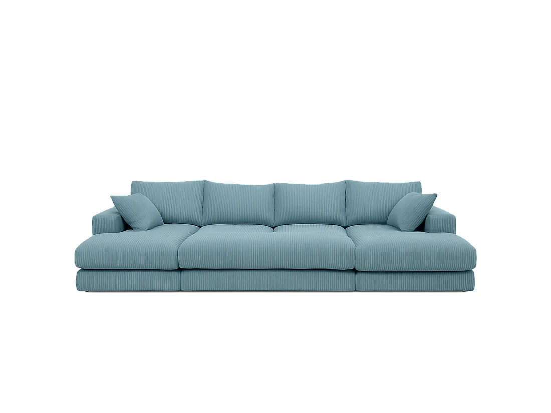 Serenity Jumbo Cord Large Fabric Corner Sofa with Footstool in Light Blue