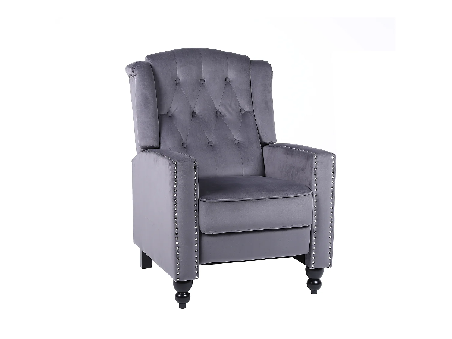 Belgrave Luxury Pushback Recliner Armchair in Grey Velvet