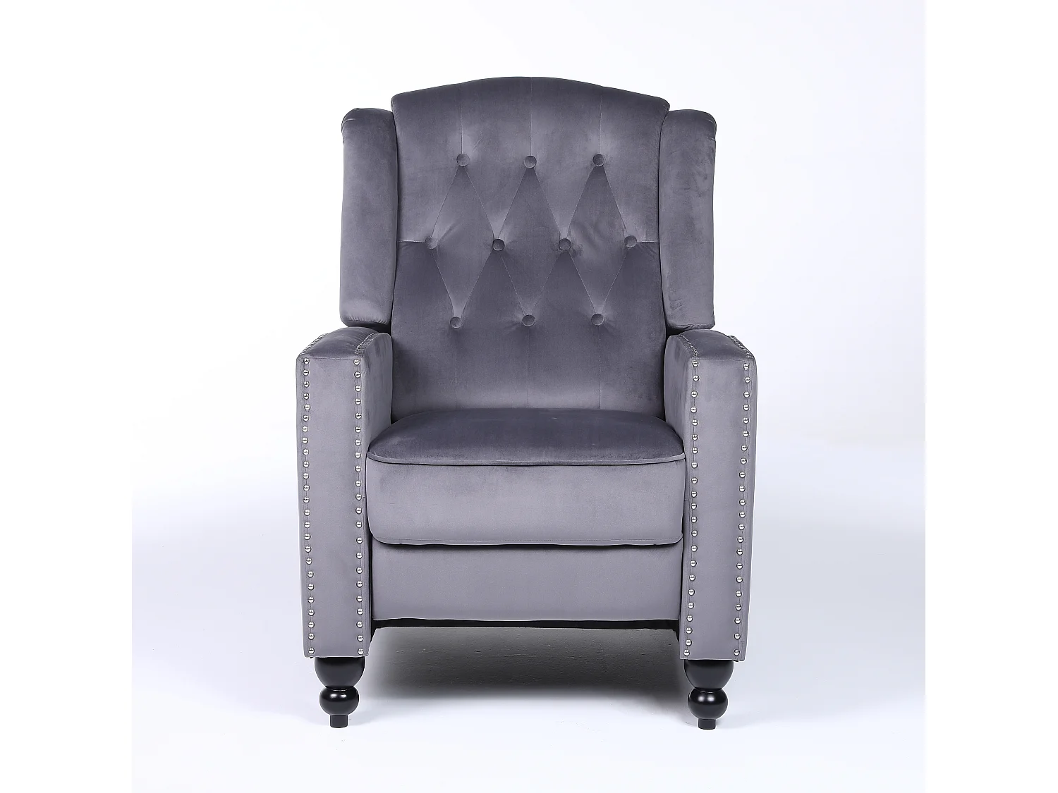 Windsor Velvet Pushback Recliner Chair in Grey
