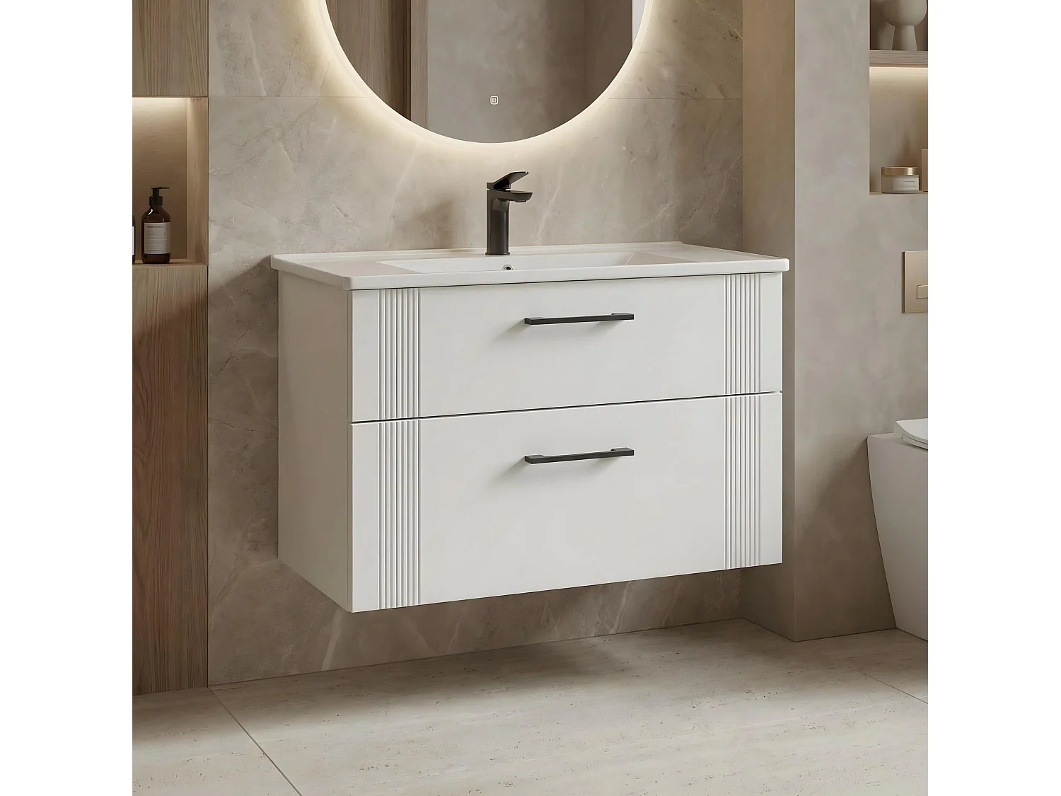 Meuble Vasque "Bari 85 v2" - 85 x 45 x 55 cm - Matte White