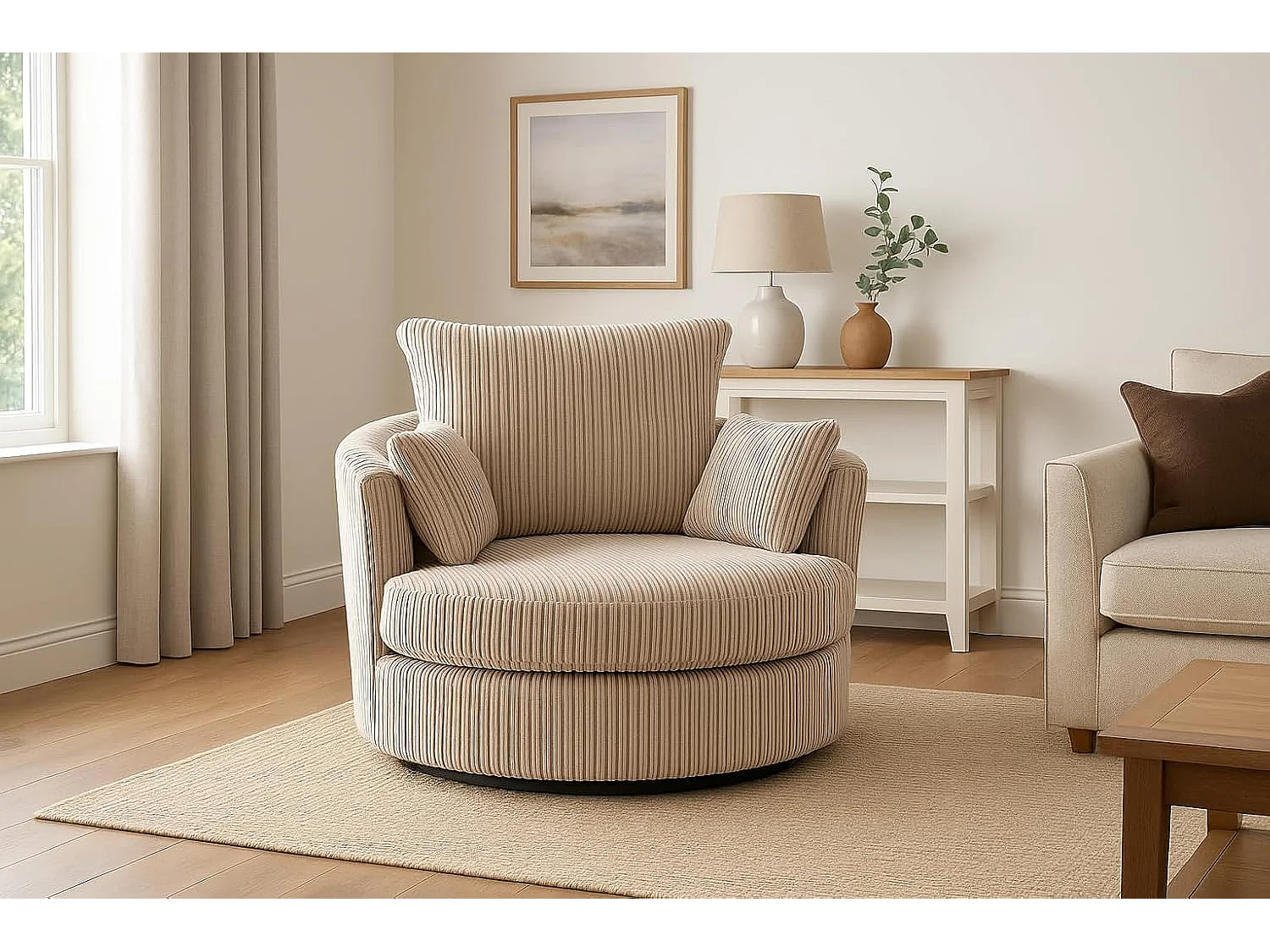 Lennox Jumbo Cord Swivel Chair