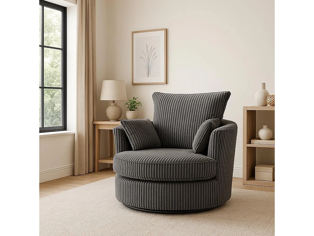 Lennox Jumbo Cord Swivel Chair