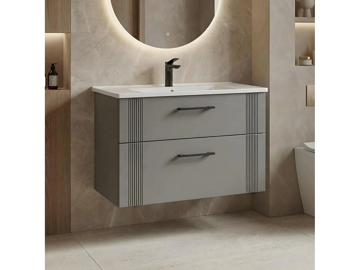 Meuble Vasque "Bari 85 v2" - 85 x 45 x 55 cm - Matte Cashmere