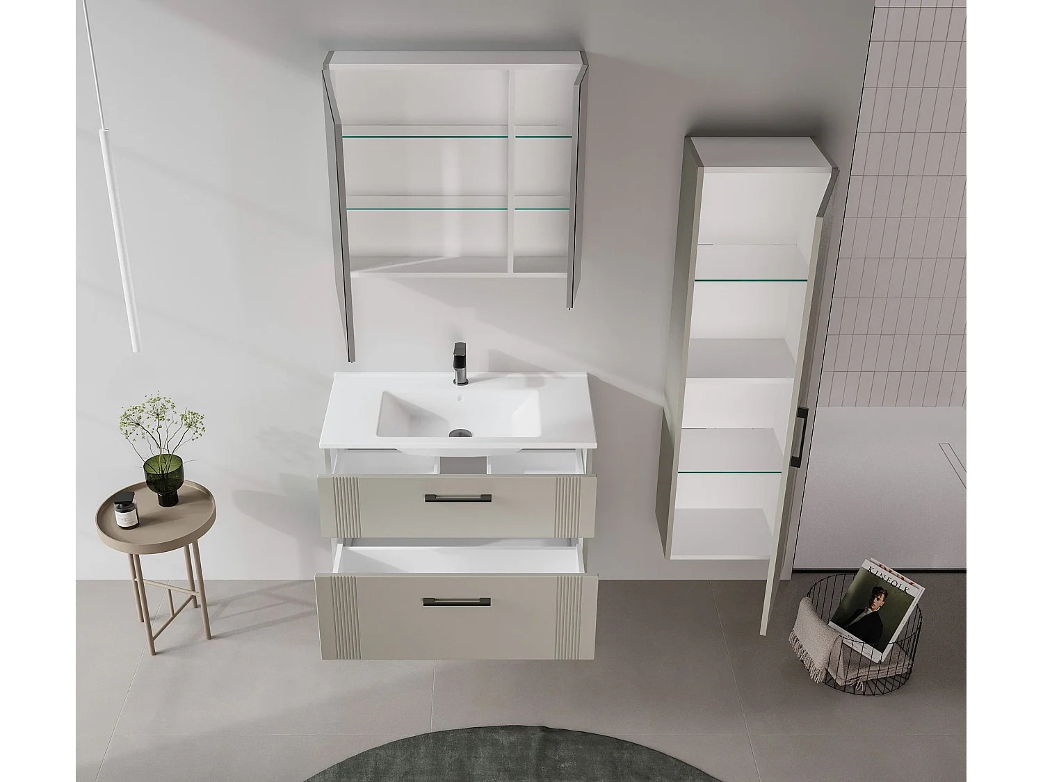 Meuble Vasque "Bari 85 v2" - 85 x 45 x 55 cm - Matte Cashmere