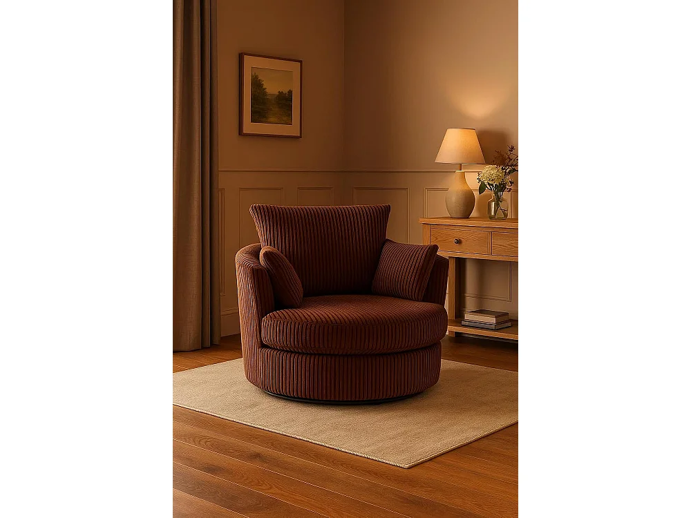 Lennox Jumbo Cord Swivel Chair