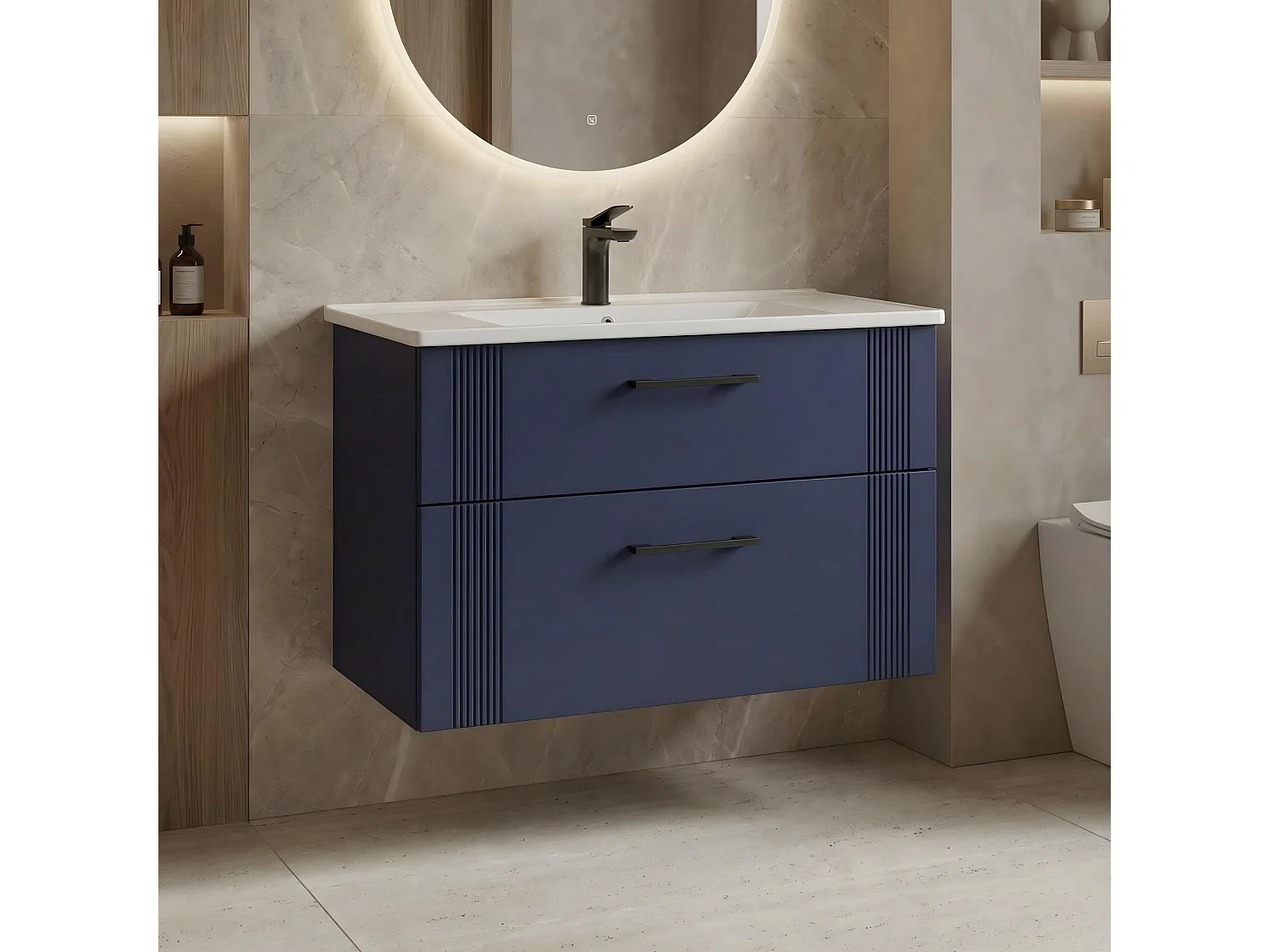 Meuble Vasque "Bari 85 v2" - 85 x 45 x 55 cm - Matte Navy Blue