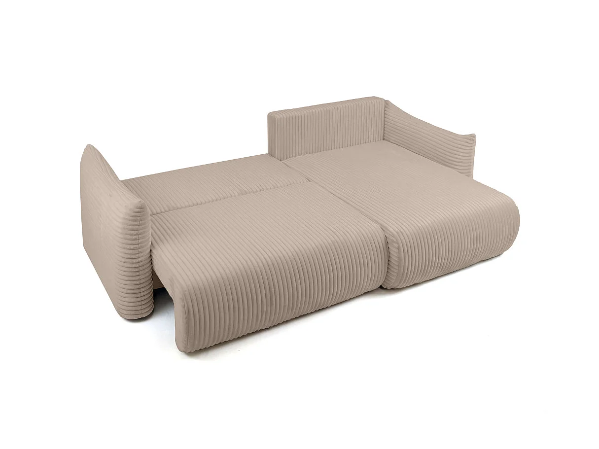 Canapé d'angle convertible 4 places réversible en velours côtelé taupe LYSIA