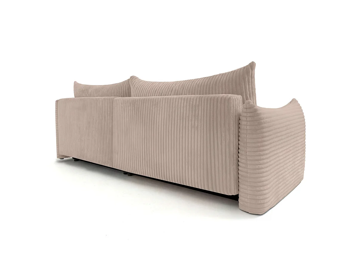 Canapé d'angle convertible 4 places réversible en velours côtelé taupe LYSIA