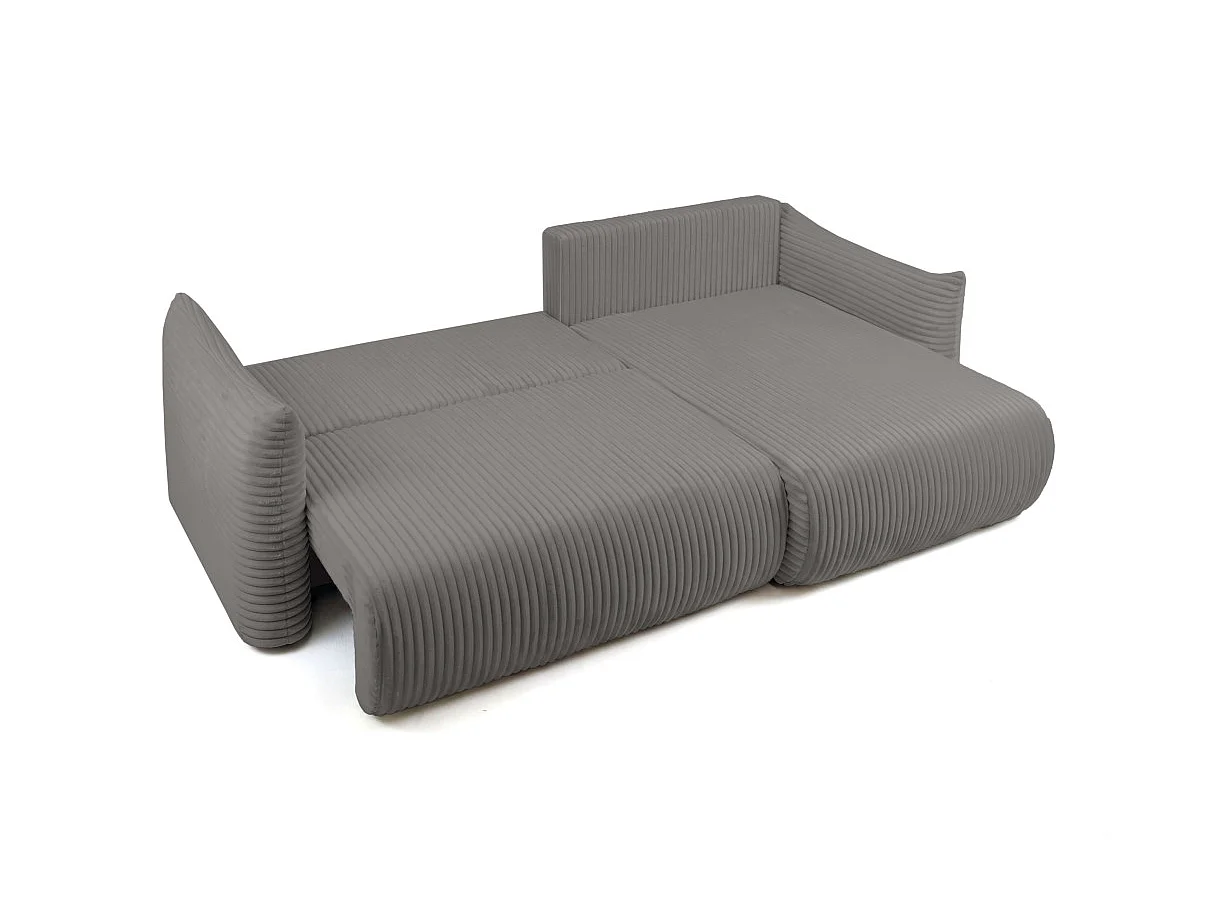 Canapé d'angle convertible 4 places réversible en velours côtelé gris anthracite LYSIA