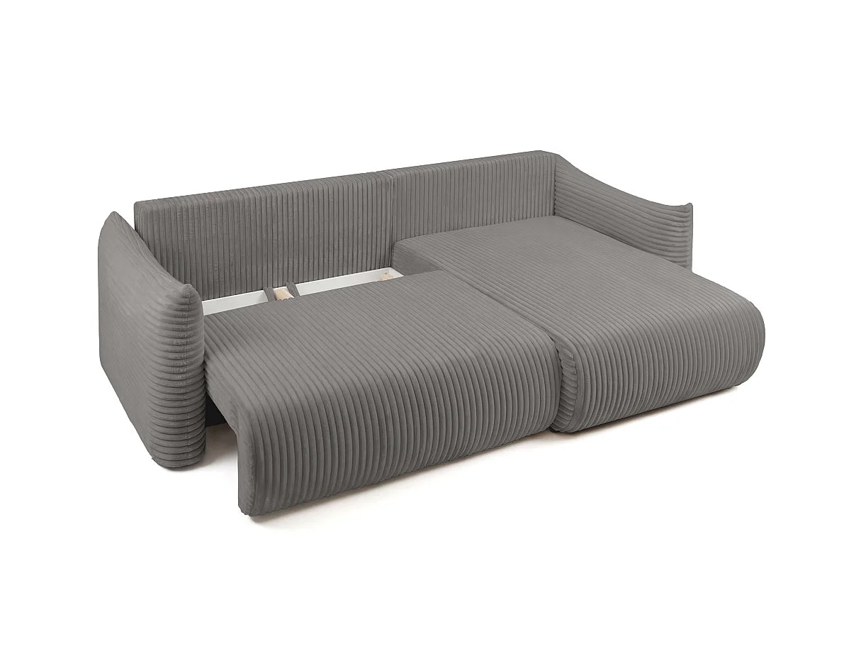 Canapé d'angle convertible 4 places réversible en velours côtelé gris anthracite LYSIA