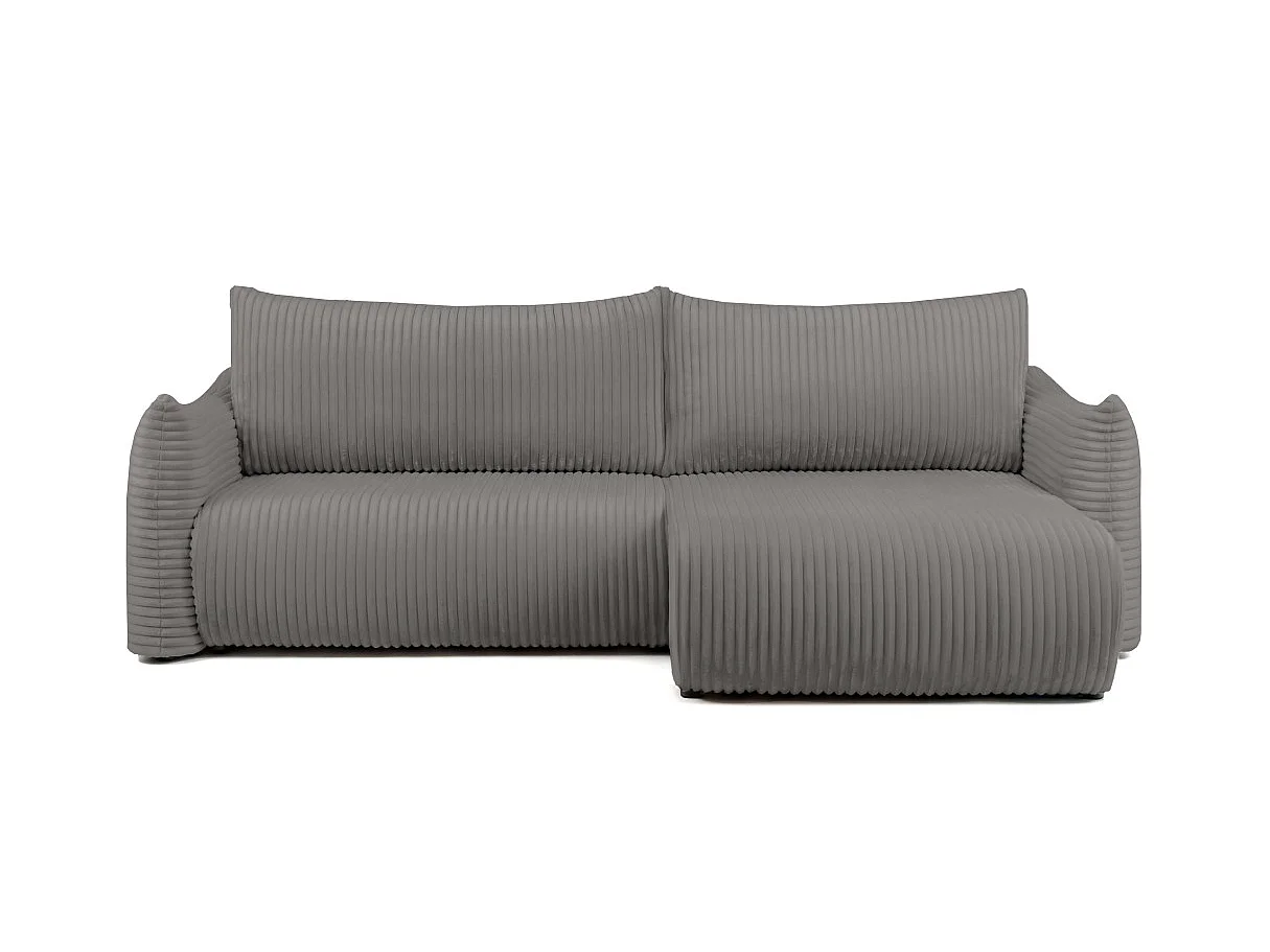 Canapé d'angle convertible 4 places réversible en velours côtelé gris anthracite LYSIA