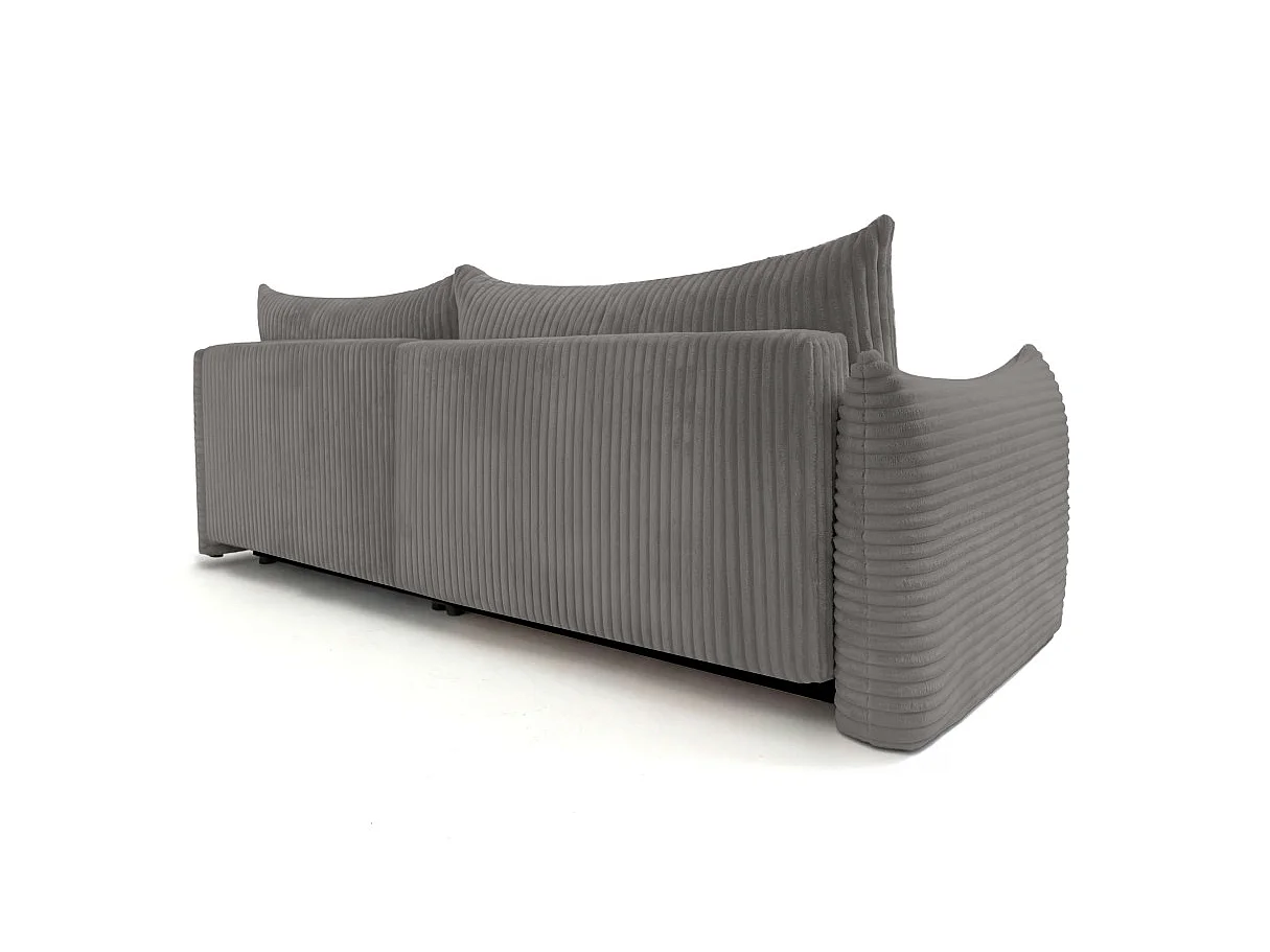 Canapé d'angle convertible 4 places réversible en velours côtelé gris anthracite LYSIA