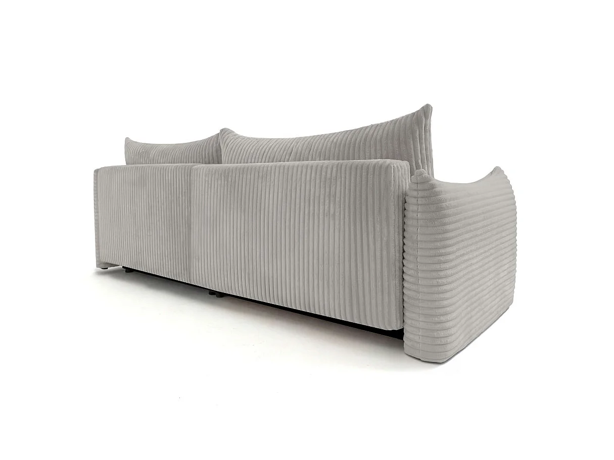 Canapé d'angle convertible 4 places réversible en velours côtelé gris clair LYSIA