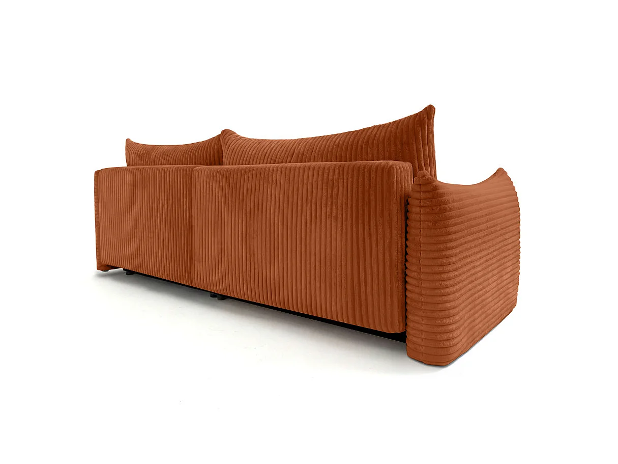 Canapé d'angle convertible 4 places réversible en velours côtelé terracotta LYSIA