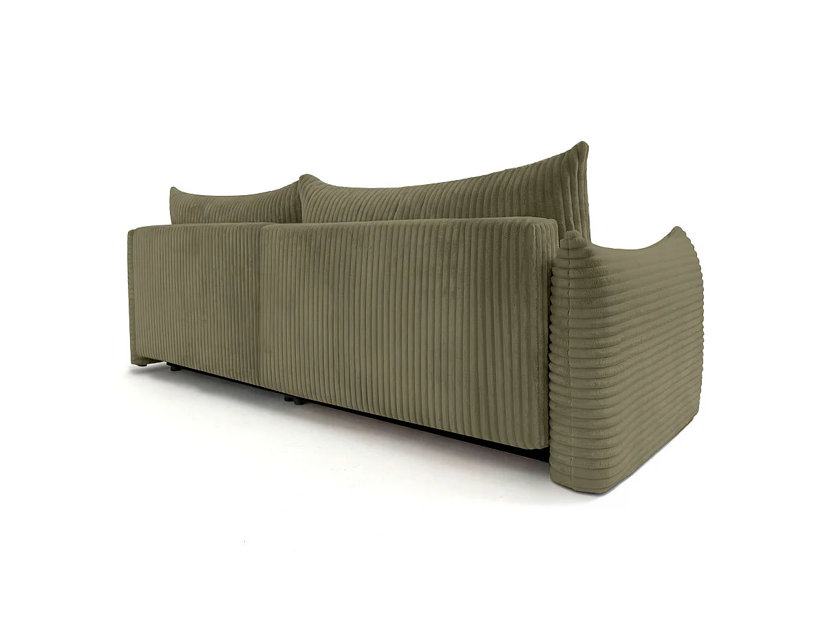 Canapé d'angle convertible 4 places réversible en velours côtelé vert LYSIA
