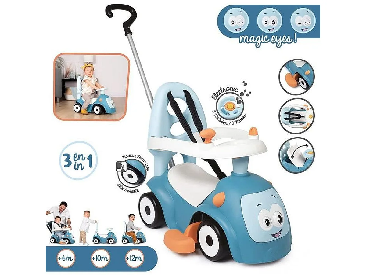 Smoby Maestro Balade 3-in-1 Evolutieve Loopwagen met Verstelbare Ouderhandgreep - Blauw
