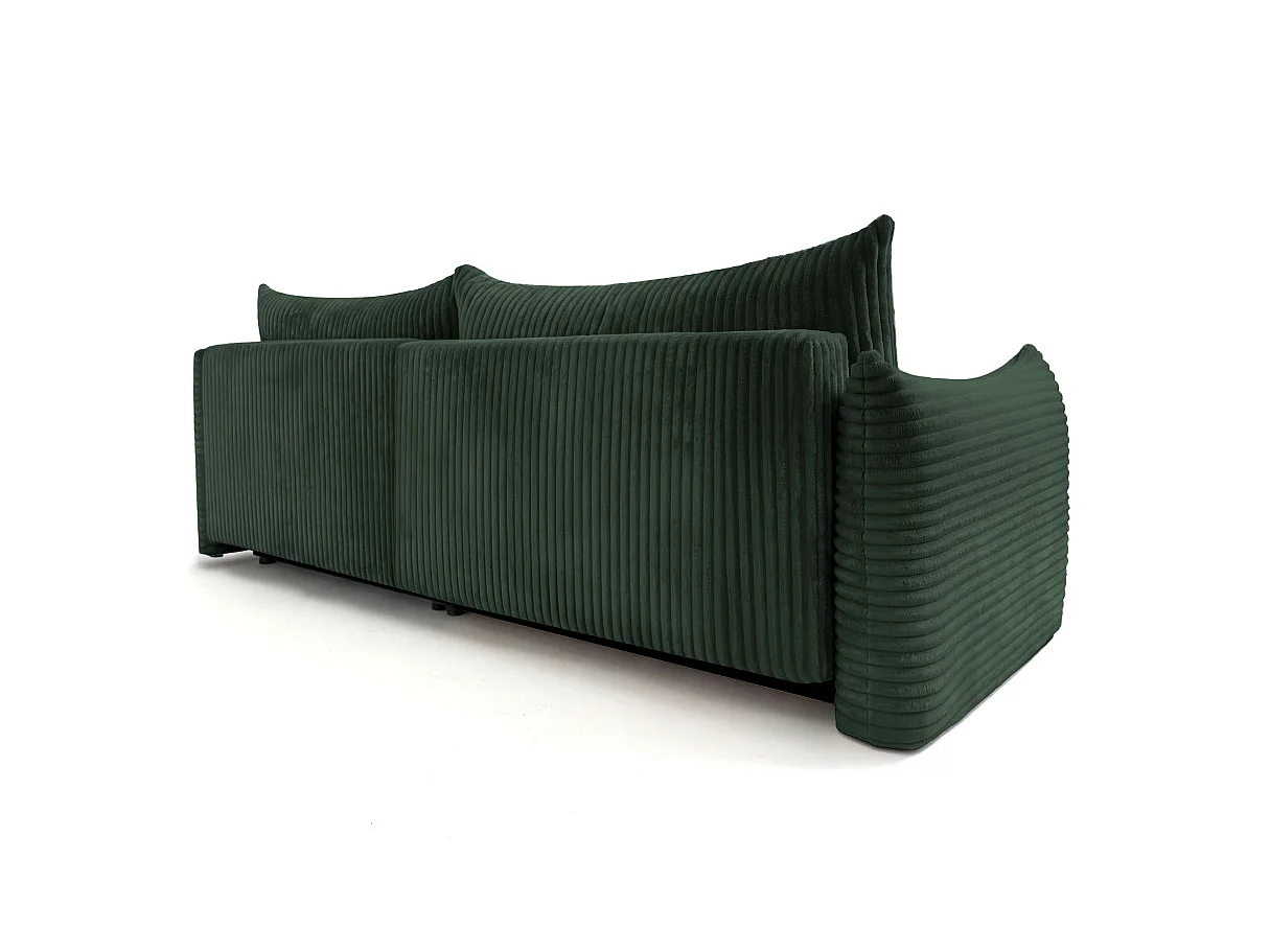 Canapé d'angle convertible 4 places réversible en velours côtelé vert LYSIA