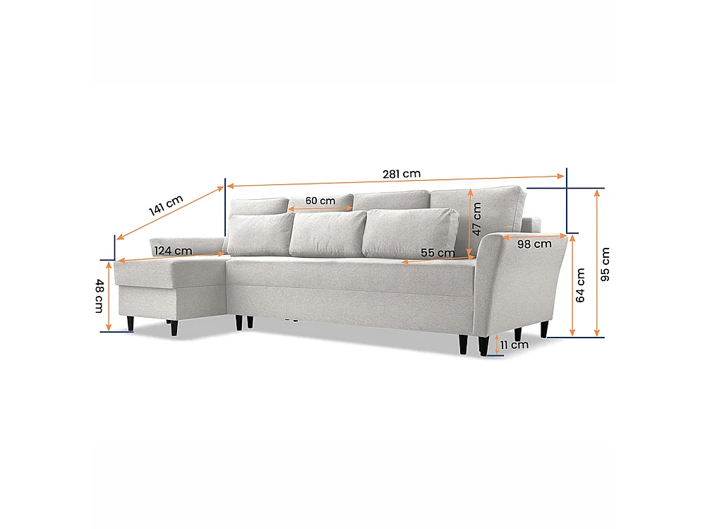 Rego Ecksofa, rechts, KENYA GRAU