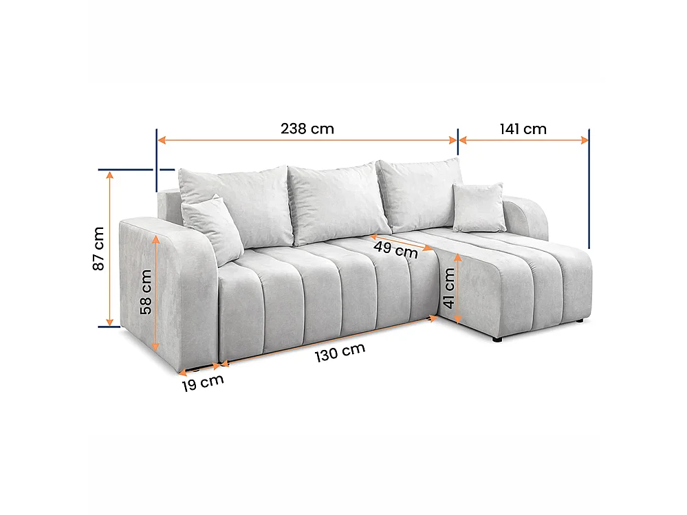 Teo Ecksofa, Grau (Vena 3)