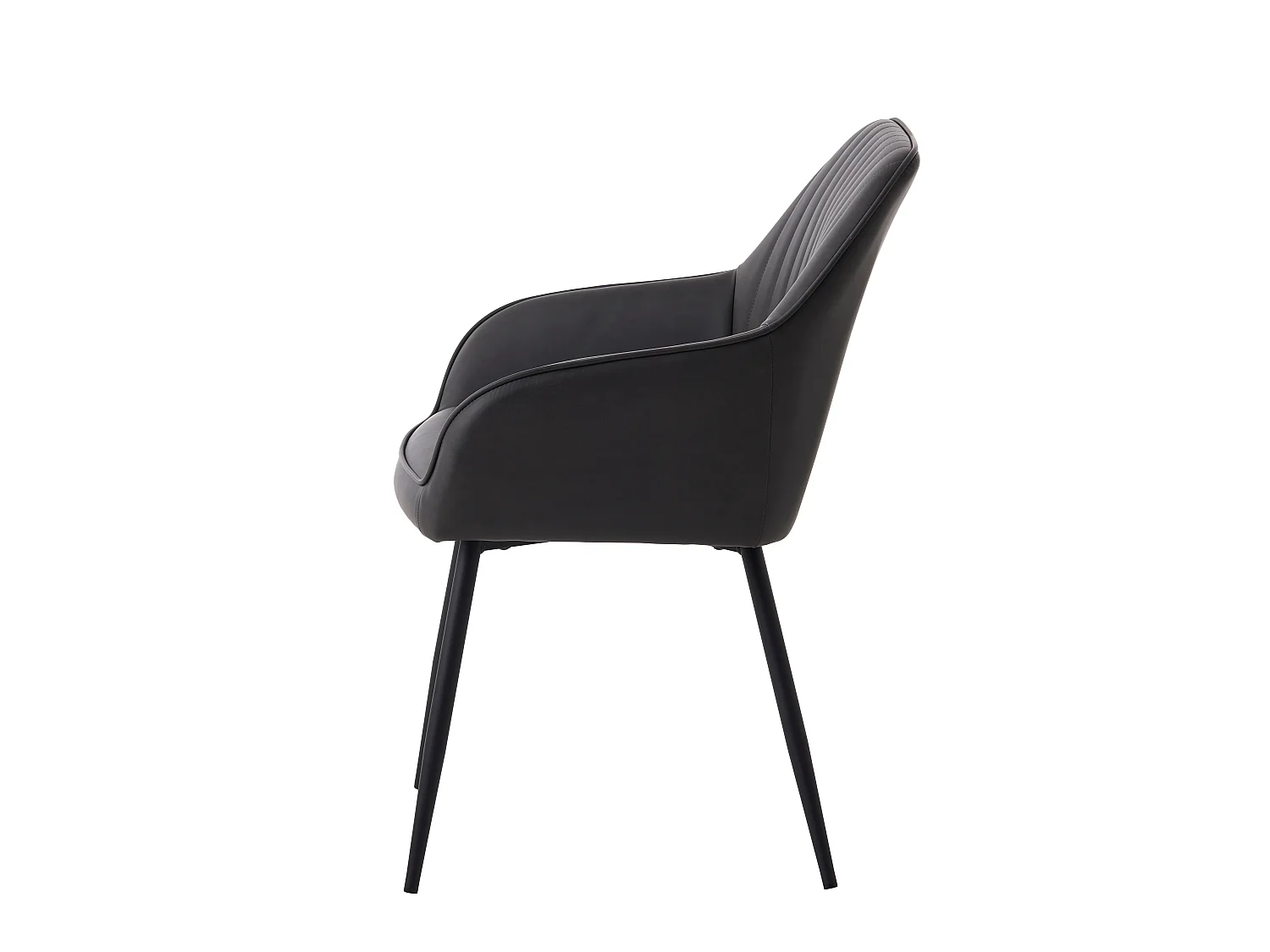 SILLÓN NOLAN STRIPE DARK GREY PU – SET DE 2