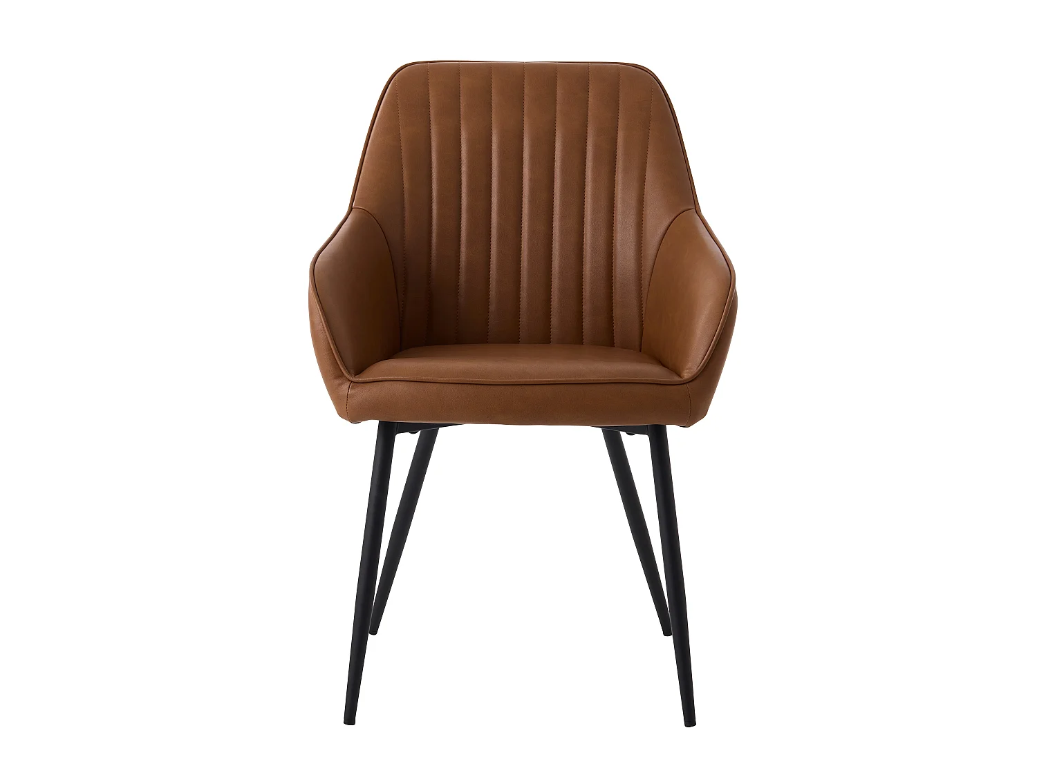 SILLÓN NOLAN STRIPE COGNAC PU – SET DE 2