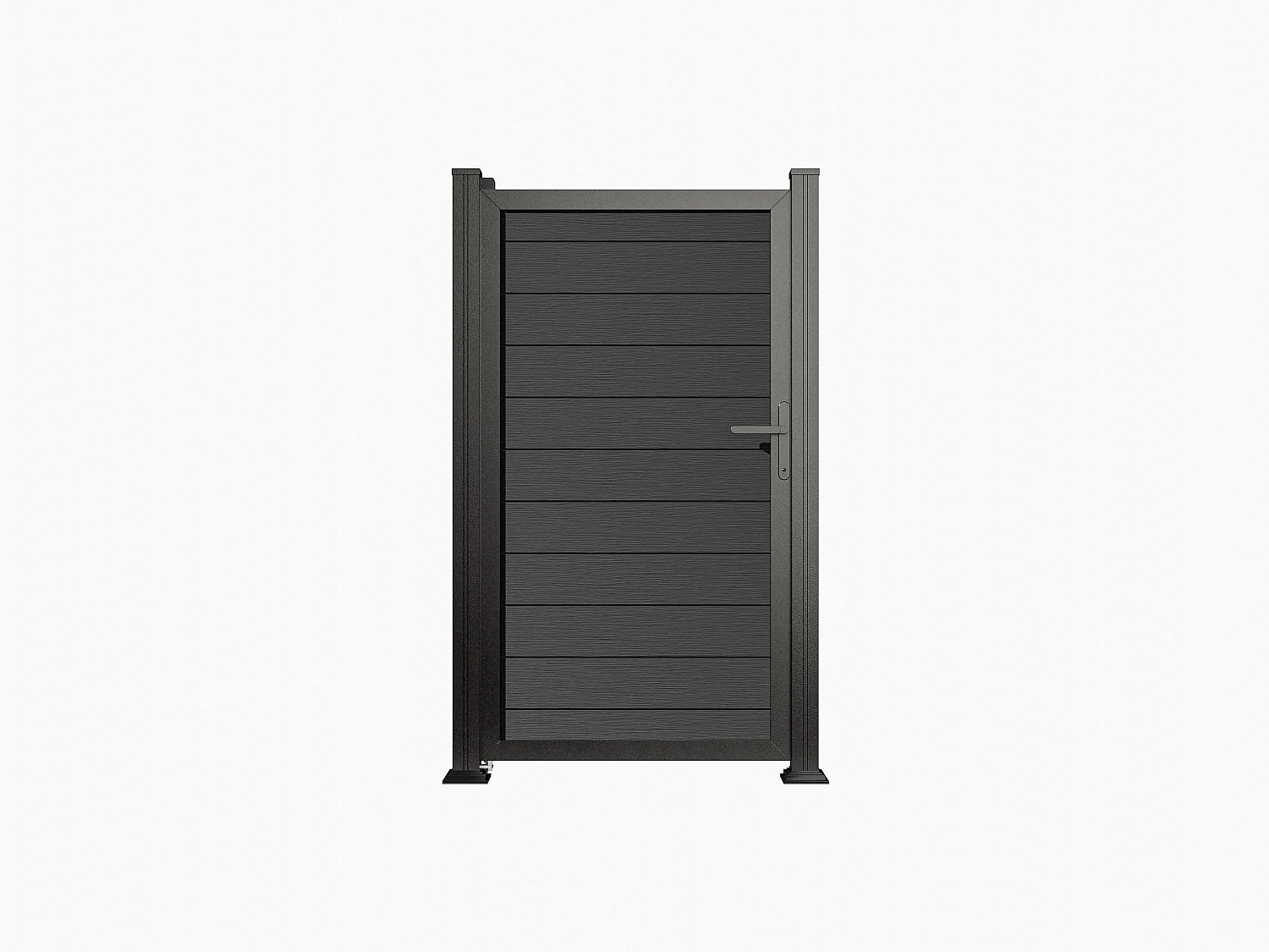 Portillon battant plein en bois composite  - L100 x H183 cm - gris anthracite - SENZIO