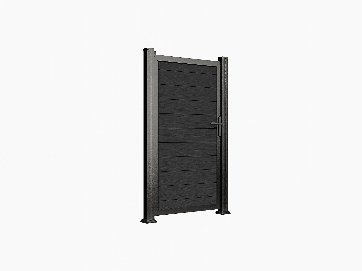 Portillon battant plein en bois composite  - L100 x H183 cm - gris anthracite - SENZIO
