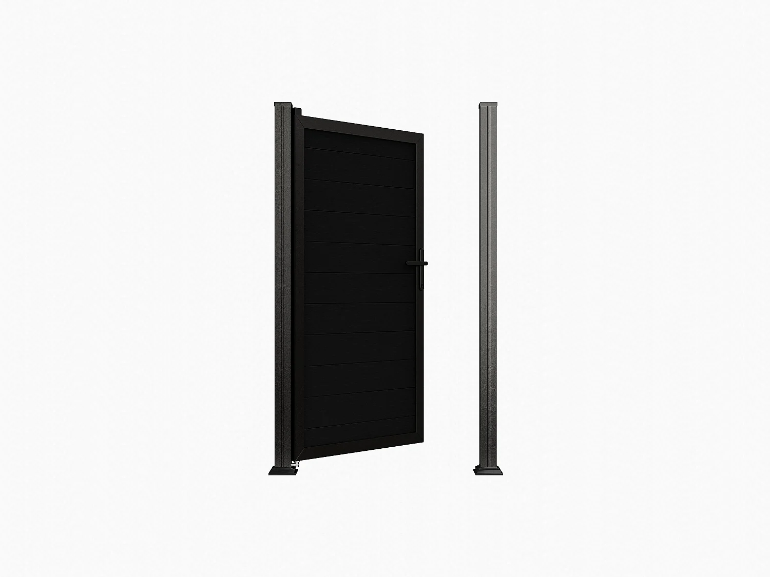 Portillon battant plein en bois composite  - L100 x H183 cm - gris anthracite - SENZIO