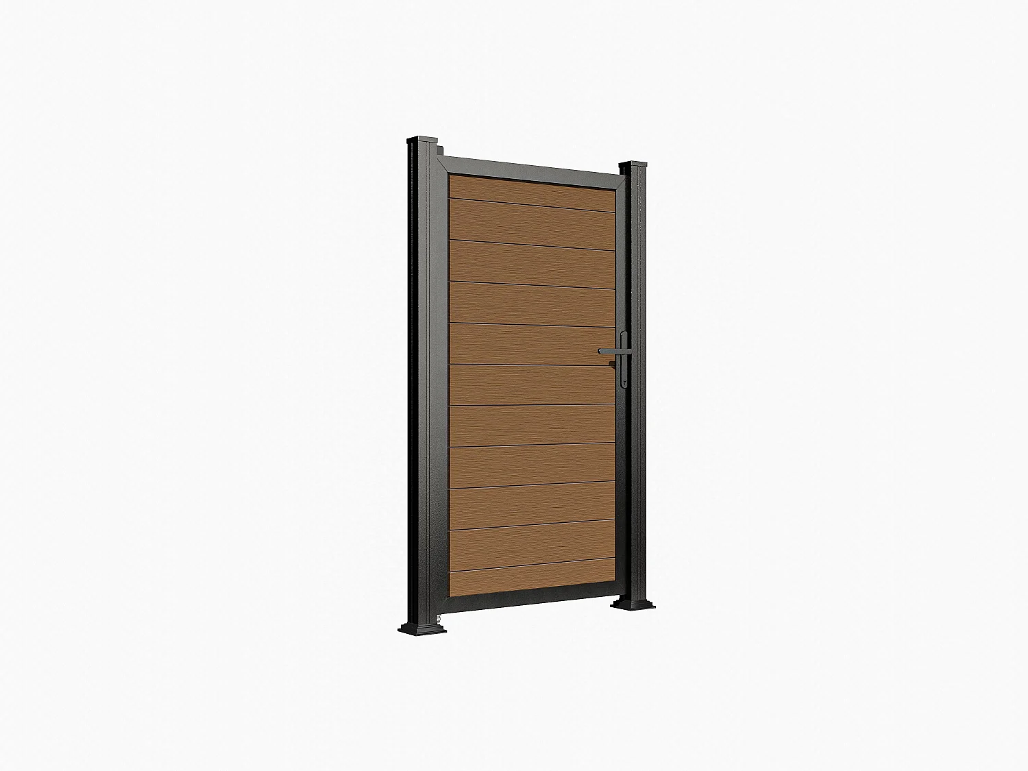Portillon battant plein en bois composite  - L100 x H183 cm - naturel foncé - SENZIO