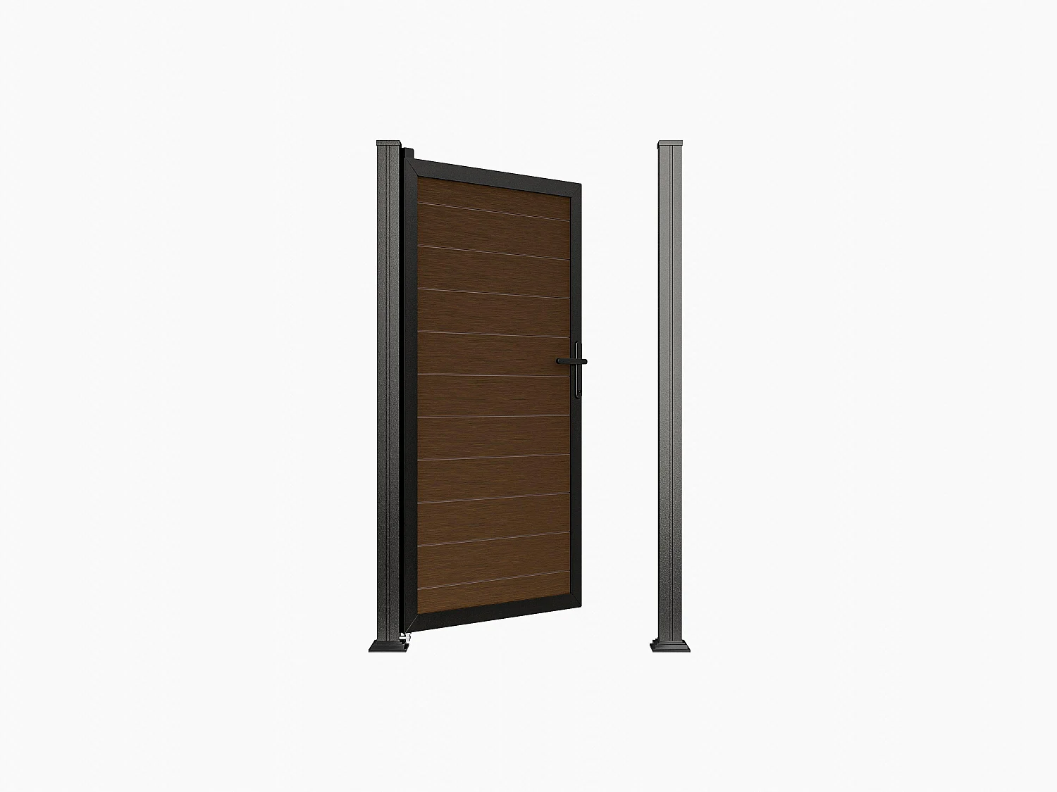 Portillon battant plein en bois composite  - L100 x H183 cm - naturel foncé - SENZIO