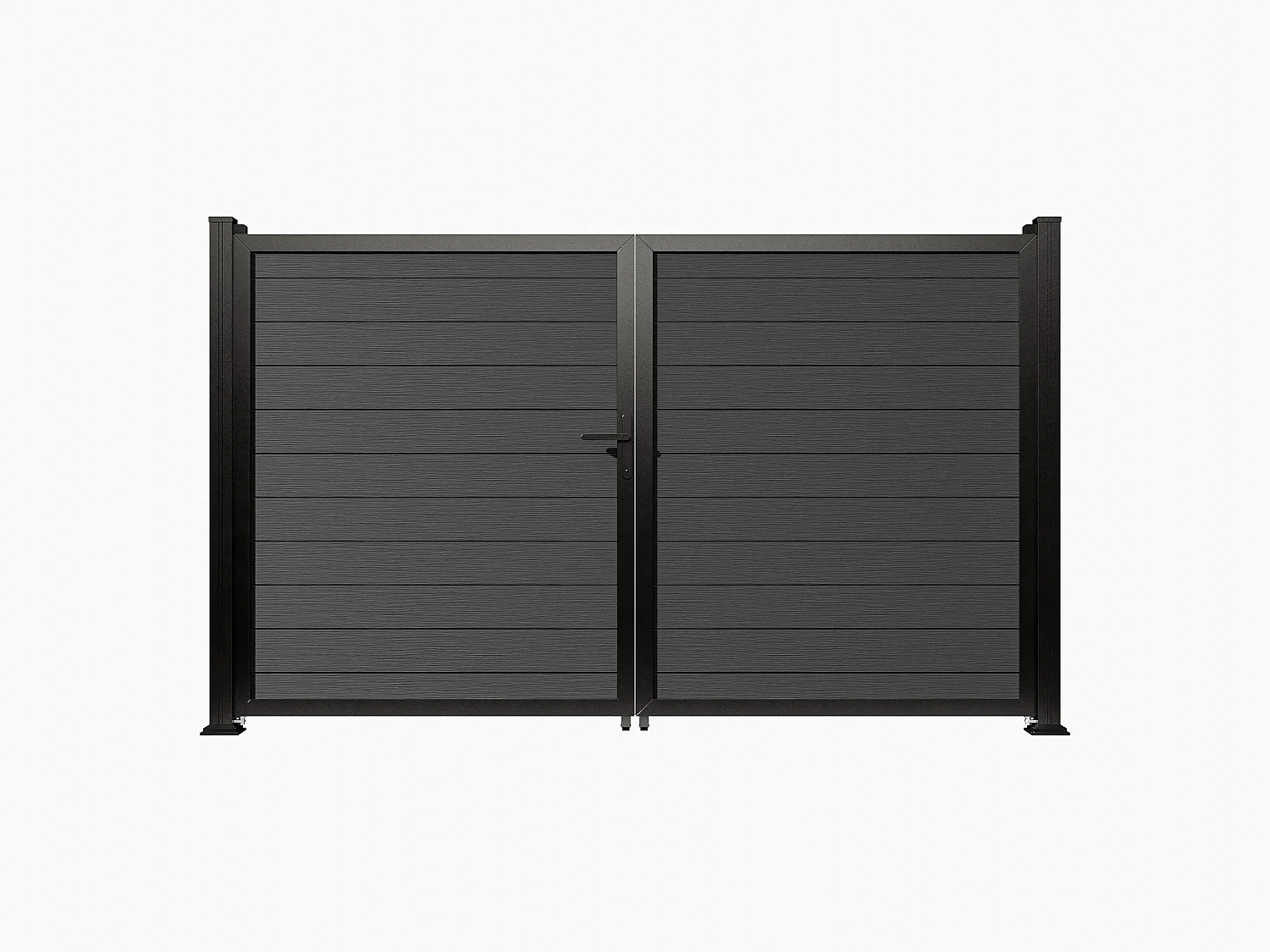 Portail battant plein en bois composite  - L1305 x H183 cm - gris anthracite - SENZIO